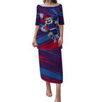Western Bulldogs Australian Football Puletasi Tough Bulldog Mascot Art With Indigenous Pattern Art