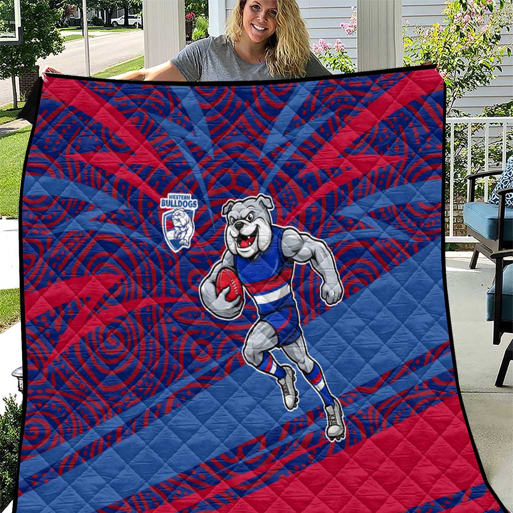 Western Bulldogs Australian Football Quilt Tough Bulldog Mascot Art With Indigenous Pattern Art
