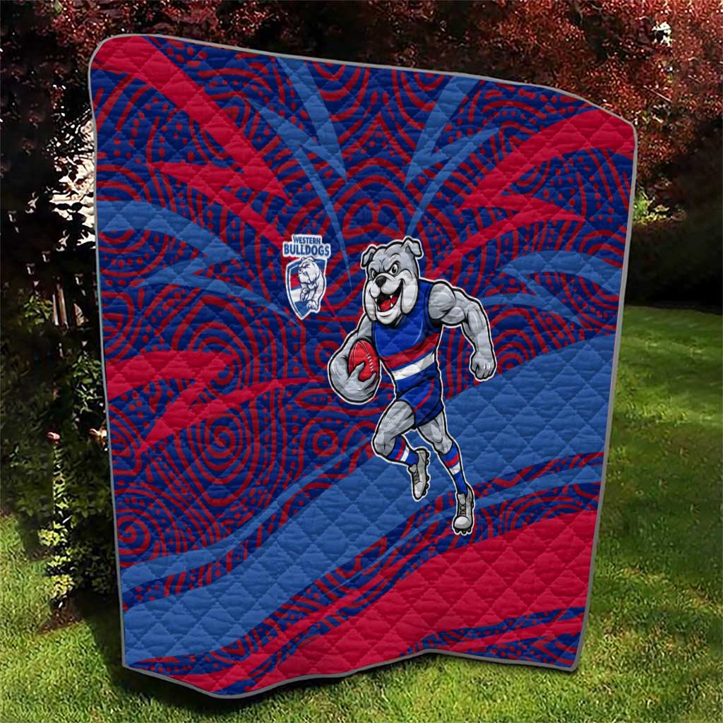 Western Bulldogs Australian Football Quilt Tough Bulldog Mascot Art With Indigenous Pattern Art