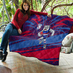 Western Bulldogs Australian Football Quilt Tough Bulldog Mascot Art With Indigenous Pattern Art