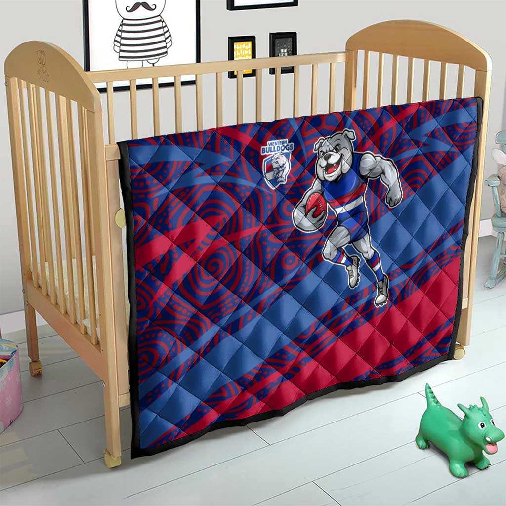 Western Bulldogs Australian Football Quilt Tough Bulldog Mascot Art With Indigenous Pattern Art