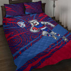 Western Bulldogs Australian Football Quilt Bed Set Tough Bulldog Mascot Art With Indigenous Pattern Art