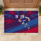 Western Bulldogs Australian Football Rubber Doormat Tough Bulldog Mascot Art With Indigenous Pattern Art