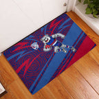 Western Bulldogs Australian Football Rubber Doormat Tough Bulldog Mascot Art With Indigenous Pattern Art