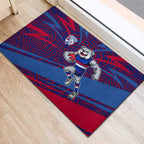 Western Bulldogs Australian Football Rubber Doormat Tough Bulldog Mascot Art With Indigenous Pattern Art