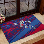 Western Bulldogs Australian Football Rubber Doormat Tough Bulldog Mascot Art With Indigenous Pattern Art