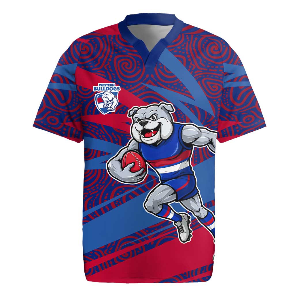 Western Bulldogs Australian Football Rugby Jersey Tough Bulldog Mascot Art With Indigenous Pattern Art