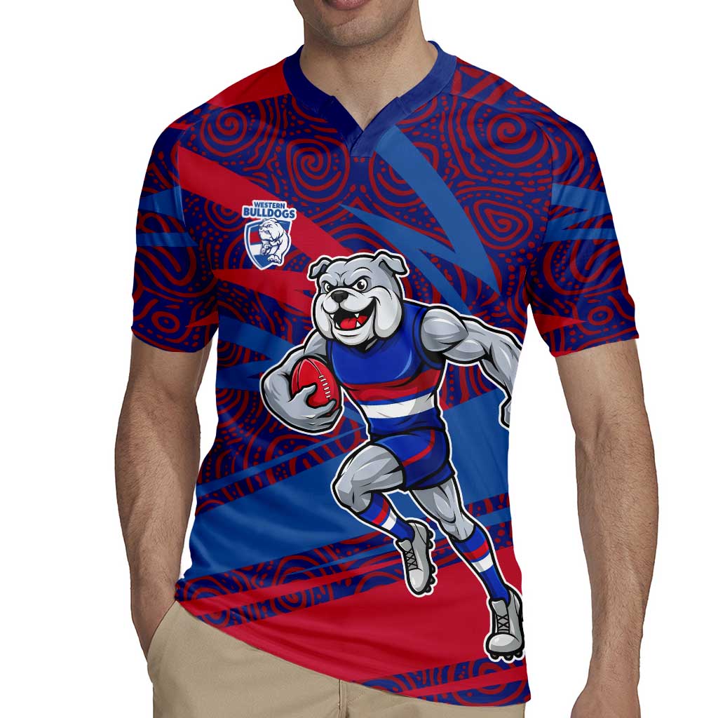 Western Bulldogs Australian Football Rugby Jersey Tough Bulldog Mascot Art With Indigenous Pattern Art