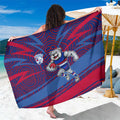 Western Bulldogs Australian Football Sarong Tough Bulldog Mascot Art With Indigenous Pattern Art