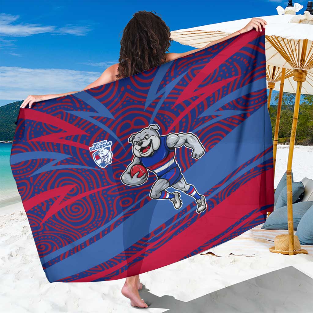 Western Bulldogs Australian Football Sarong Tough Bulldog Mascot Art With Indigenous Pattern Art