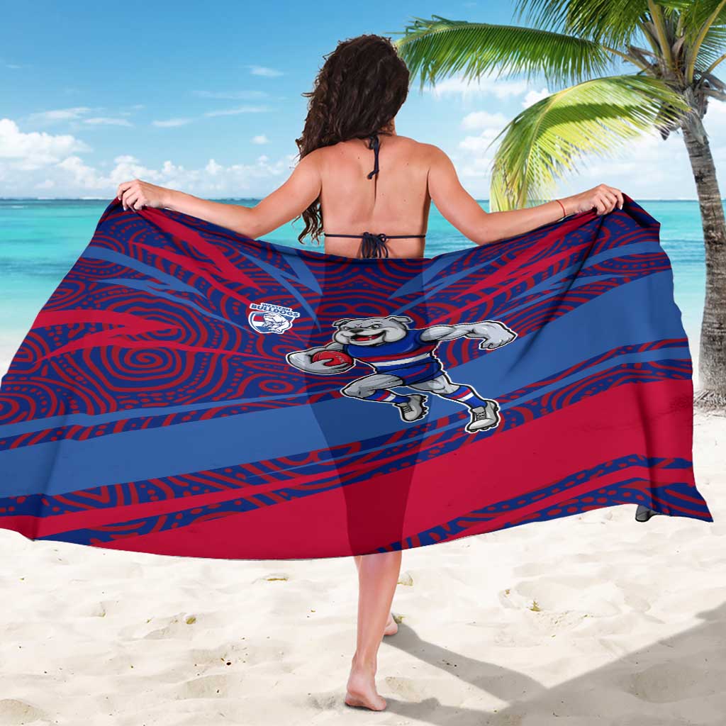 Western Bulldogs Australian Football Sarong Tough Bulldog Mascot Art With Indigenous Pattern Art