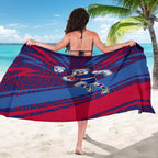 Western Bulldogs Australian Football Sarong Tough Bulldog Mascot Art With Indigenous Pattern Art