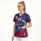 Western Bulldogs Australian Football Scrub Top Tough Bulldog Mascot Art With Indigenous Pattern Art