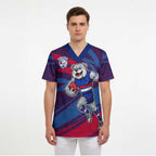 Western Bulldogs Australian Football Scrub Top Tough Bulldog Mascot Art With Indigenous Pattern Art