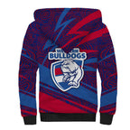 Western Bulldogs Australian Football Sherpa Hoodie Tough Bulldog Mascot Art With Indigenous Pattern Art