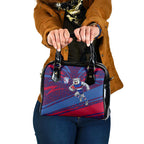 Western Bulldogs Australian Football Shoulder Handbag Tough Bulldog Mascot Art With Indigenous Pattern Art