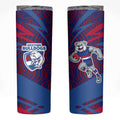 Western Bulldogs Australian Football Skinny Tumbler Tough Bulldog Mascot Art With Indigenous Pattern Art