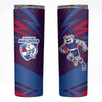 Western Bulldogs Australian Football Skinny Tumbler Tough Bulldog Mascot Art With Indigenous Pattern Art
