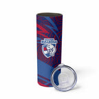 Western Bulldogs Australian Football Skinny Tumbler Tough Bulldog Mascot Art With Indigenous Pattern Art