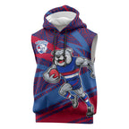 Western Bulldogs Australian Football Sleeveless Hoodie Tough Bulldog Mascot Art With Indigenous Pattern Art
