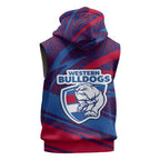 Western Bulldogs Australian Football Sleeveless Hoodie Tough Bulldog Mascot Art With Indigenous Pattern Art