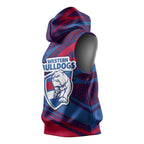 Western Bulldogs Australian Football Sleeveless Hoodie Tough Bulldog Mascot Art With Indigenous Pattern Art