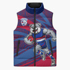 Western Bulldogs Australian Football Sleeveless Puffer Jacket Tough Bulldog Mascot Art With Indigenous Pattern Art