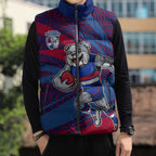 Western Bulldogs Australian Football Sleeveless Puffer Jacket Tough Bulldog Mascot Art With Indigenous Pattern Art