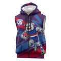 Western Bulldogs Australian Football Sleeveless Zip Hoodie Tough Bulldog Mascot Art With Indigenous Pattern Art