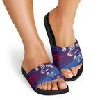 Western Bulldogs Australian Football Slide Sandals Tough Bulldog Mascot Art With Indigenous Pattern Art