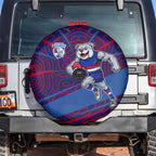 Western Bulldogs Australian Football Spare Tire Cover Tough Bulldog Mascot Art With Indigenous Pattern Art