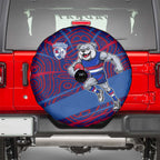 Western Bulldogs Australian Football Spare Tire Cover Tough Bulldog Mascot Art With Indigenous Pattern Art