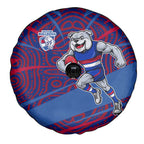 Western Bulldogs Australian Football Spare Tire Cover Tough Bulldog Mascot Art With Indigenous Pattern Art
