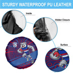 Western Bulldogs Australian Football Spare Tire Cover Tough Bulldog Mascot Art With Indigenous Pattern Art