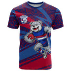 Western Bulldogs Australian Football T Shirt Tough Bulldog Mascot Art With Indigenous Pattern Art