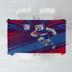Western Bulldogs Australian Football Tablecloth Tough Bulldog Mascot Art With Indigenous Pattern Art