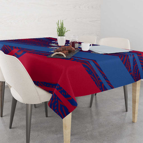 Western Bulldogs Australian Football Tablecloth Tough Bulldog Mascot Art With Indigenous Pattern Art