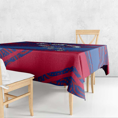 Western Bulldogs Australian Football Tablecloth Tough Bulldog Mascot Art With Indigenous Pattern Art