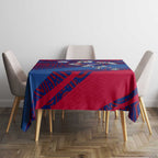 Western Bulldogs Australian Football Tablecloth Tough Bulldog Mascot Art With Indigenous Pattern Art