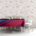 Western Bulldogs Australian Football Tablecloth Tough Bulldog Mascot Art With Indigenous Pattern Art