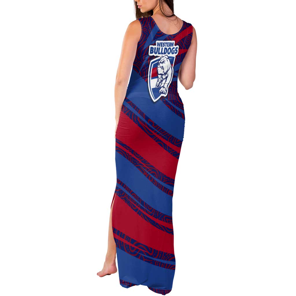 Western Bulldogs Australian Football Tank Maxi Dress Tough Bulldog Mascot Art With Indigenous Pattern Art