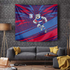Western Bulldogs Australian Football Tapestry Tough Bulldog Mascot Art With Indigenous Pattern Art