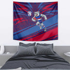 Western Bulldogs Australian Football Tapestry Tough Bulldog Mascot Art With Indigenous Pattern Art