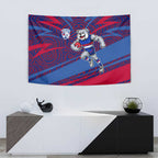 Western Bulldogs Australian Football Tapestry Tough Bulldog Mascot Art With Indigenous Pattern Art