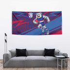 Western Bulldogs Australian Football Tapestry Tough Bulldog Mascot Art With Indigenous Pattern Art