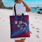 Western Bulldogs Australian Football Tote Bag Tough Bulldog Mascot Art With Indigenous Pattern Art