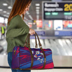 Western Bulldogs Australian Football Travel Bag Tough Bulldog Mascot Art With Indigenous Pattern Art