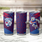Western Bulldogs Australian Football Tumbler Cup Tough Bulldog Mascot Art With Indigenous Pattern Art