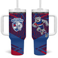 Western Bulldogs Australian Football Tumbler With Handle Tough Bulldog Mascot Art With Indigenous Pattern Art