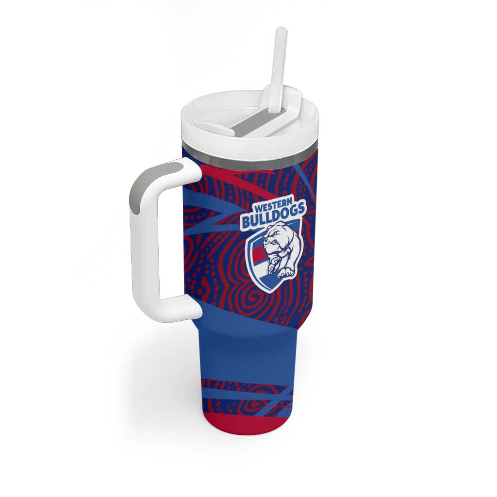 Western Bulldogs Australian Football Tumbler With Handle Tough Bulldog Mascot Art With Indigenous Pattern Art